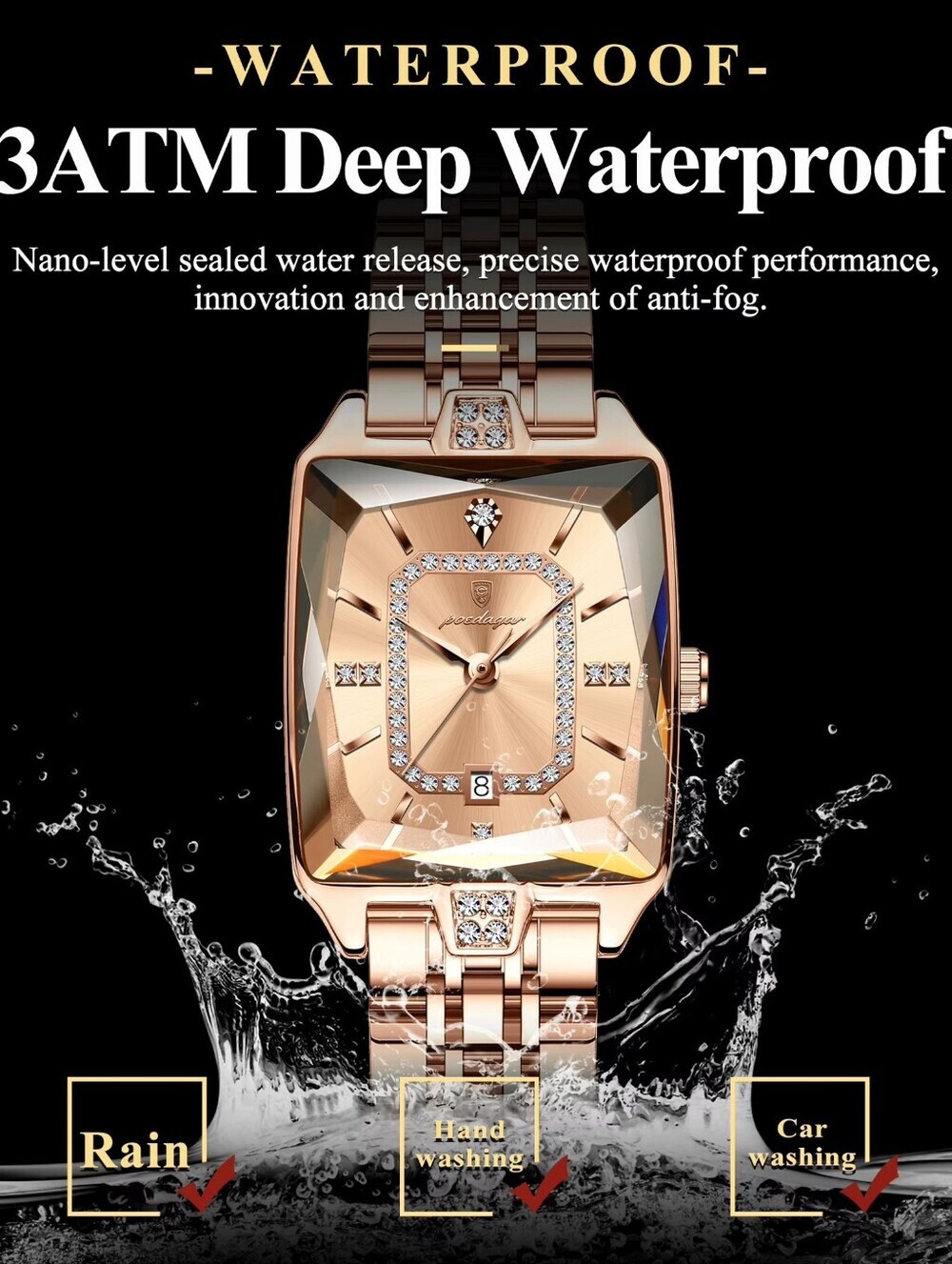Rose Gold Crystal-Accent Bracelet Watch